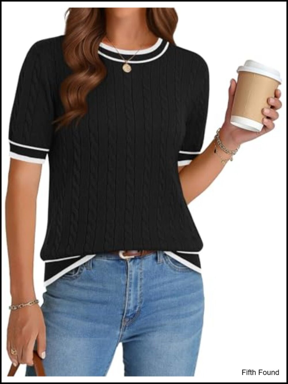 Short Sleeve Cable Knit Sweater Womens Crew Neck Lightweight Pullover